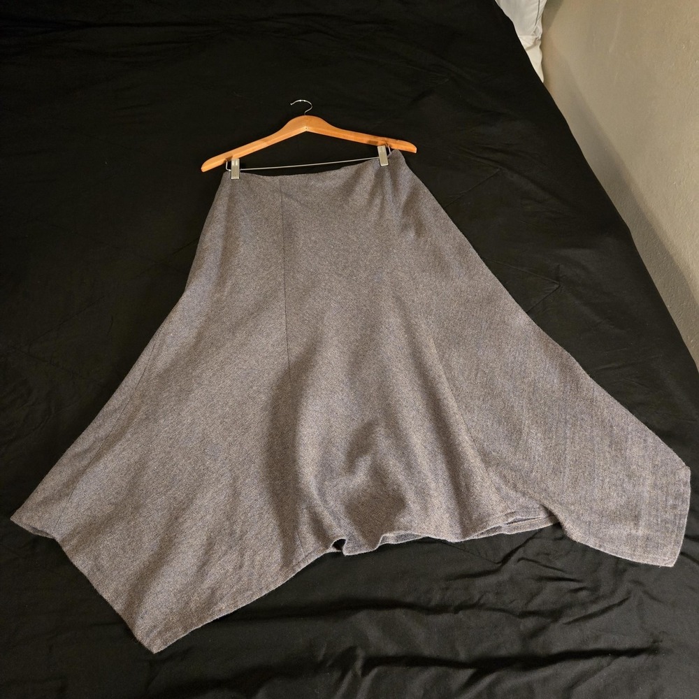 Chadwicks Skirt Womens 12 Gray Wool Blend Tweed Long Asymmetrical Flare Lined